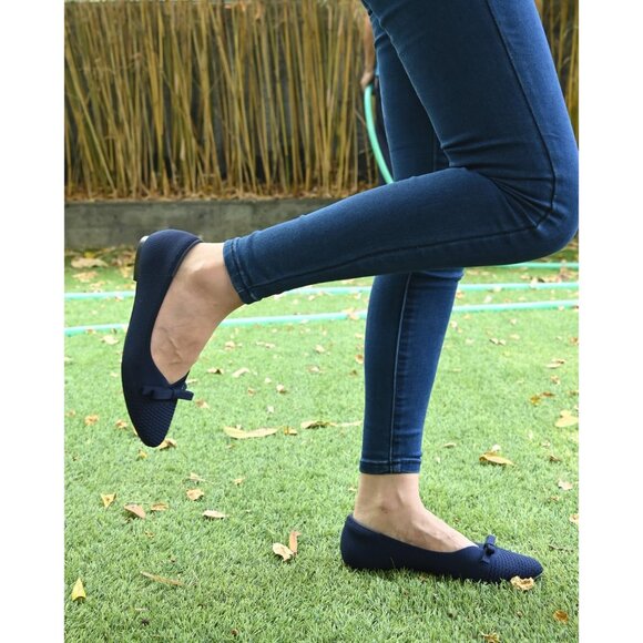 Sicare Blue Ballet Flats Round Toe Slip on Casual Dressy Flats for Office Work - Picture 9 of 10